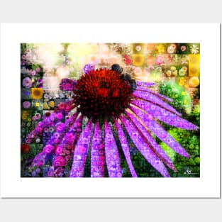 Echinacea Flower Mosaic Style Posters and Art